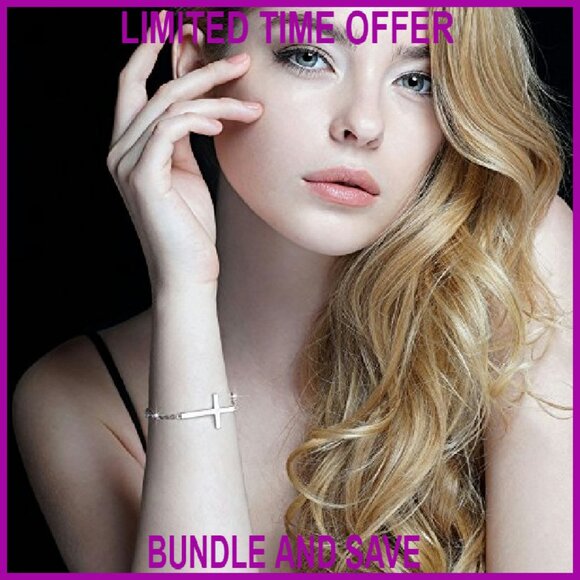 Sterling Silver Cross Infinity Heart Bracelet, 21.5cm, Religious Jewelry Gift - Picture 7 of 8